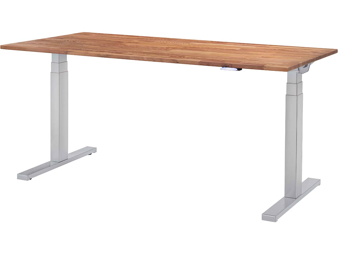 memo Höhenverstellbarer Schreibtisch "Sit-Up 3.0" silber, Robinie massiv, 160 x 70 cm
