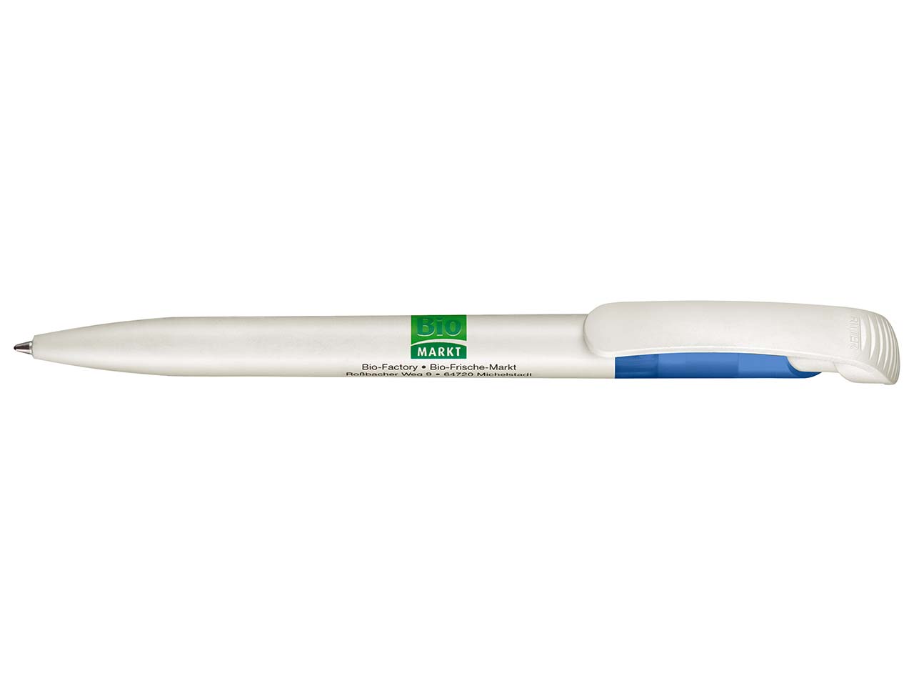 RITTER CARES Druckkugelschreiber 'BioPen' wasserfallblau transparent