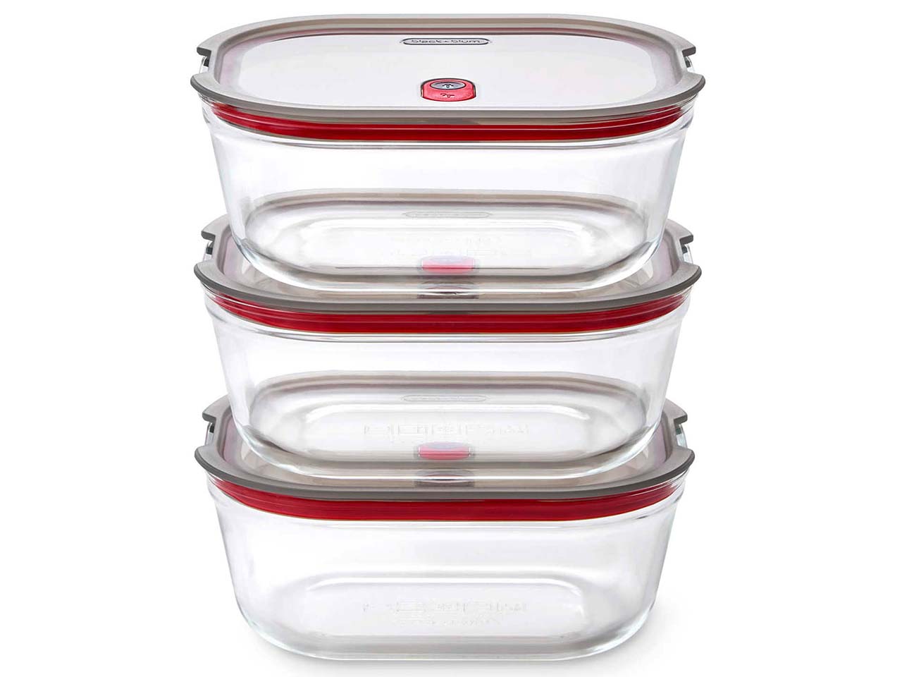 black+blum Frischhaltebox "Food Box" Glas, rechteckig, 3 Stk. 1200 ml