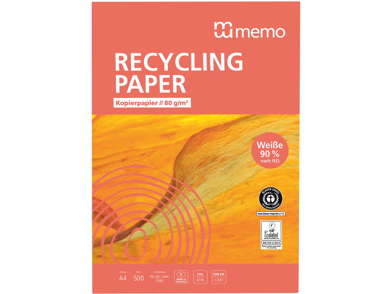300 x 500 Blatt memo Kopierpapier 'Recycling Pro' DIN A4, 80 g/m², W90