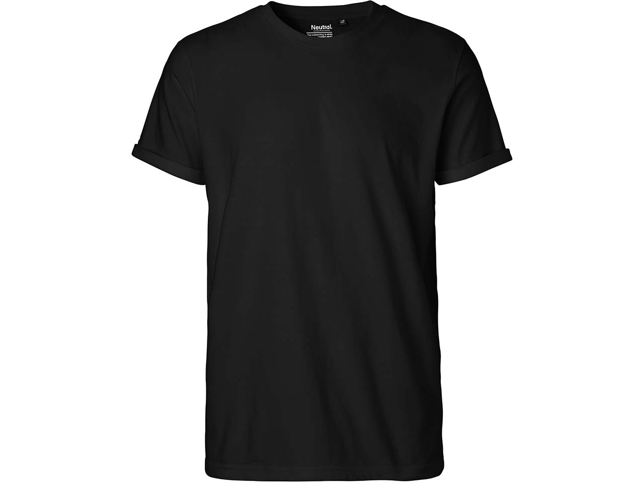 Neutral Bio-Herren-T-Shirt mit Roll-Up-Ärmeln, schwarz, Gr. L
