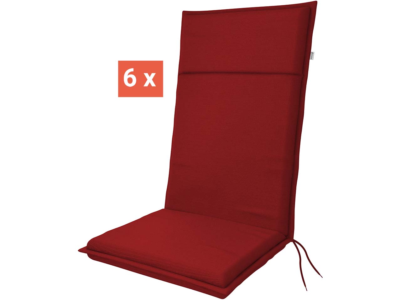 doppler Auflage "LIFE" für Hochlehner, 6er-Pack, 119x48x4 cm, Polyester, rot