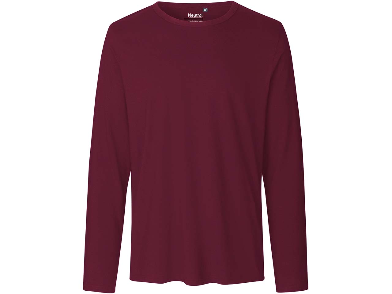 Neutral Bio-Herren-Langarmshirt mit Rundhalsaussschnitt bordeaux, Gr. M