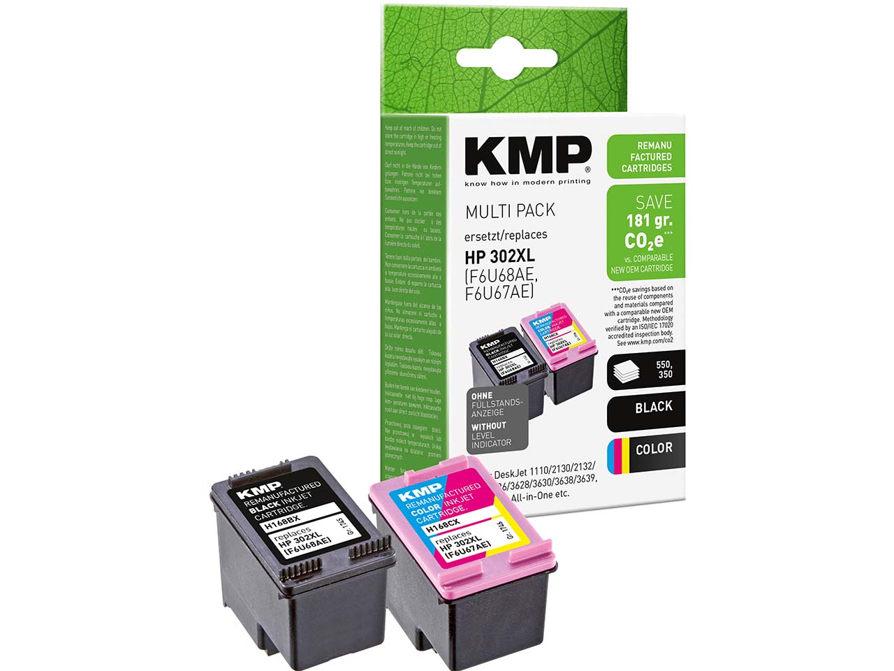 KMP Tintenpatronen ersetzt HP Nr. 302XLBK/C schwarz, color, 2er-Set
