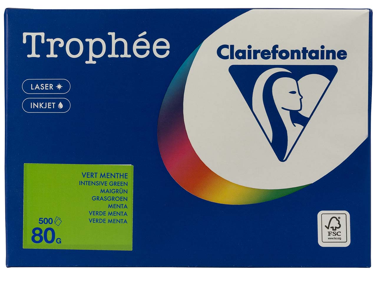 500 Blatt Clairfontaine Farbiges Kopierpapier "Trophee" 80 g/m², DIN A4, maigrün