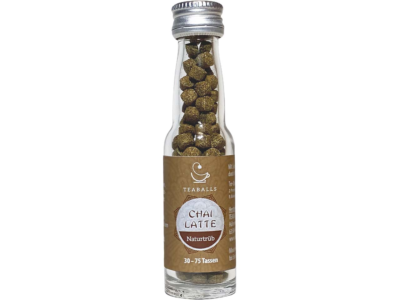 TEABALLS Bio-Tee in Glasflasche inkl. Aufdruck, Chai Latte pure nature