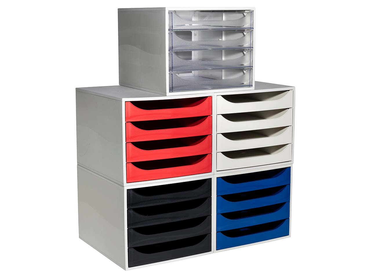 Exacompta Schubladenbox Ecobox "Office", DIN A4+, 4 Schubladen, grau