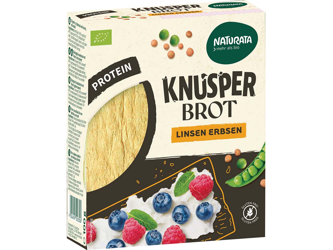 NATURATA Bio-Knusperbrot Linsen-Erbsen, hoher Proteingehalt, 100 g