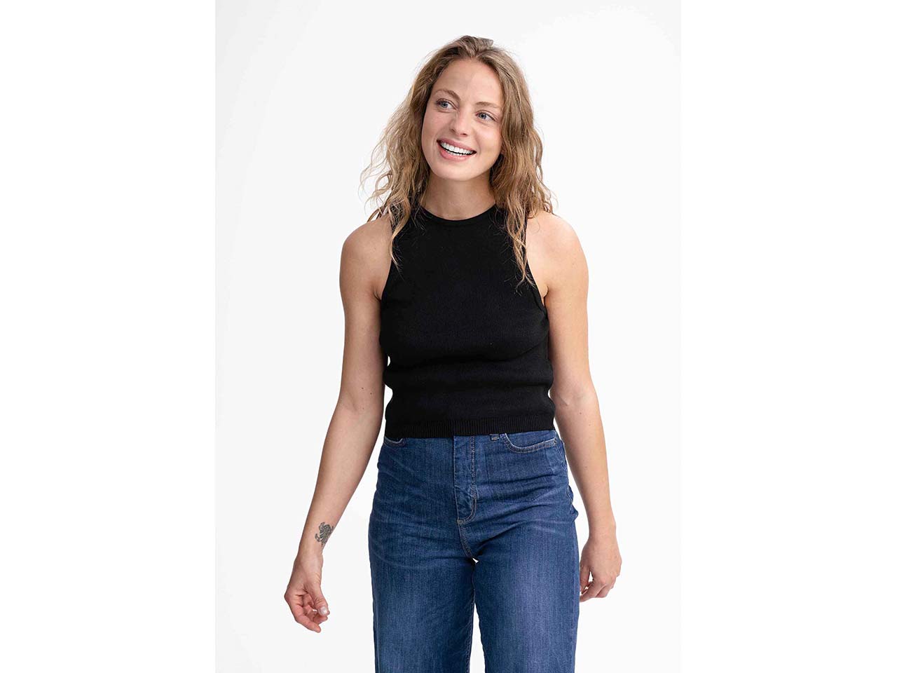 MELA Bio-Damen-Stricktop "NIKARA" ärmellos, schwarz, Gr. L