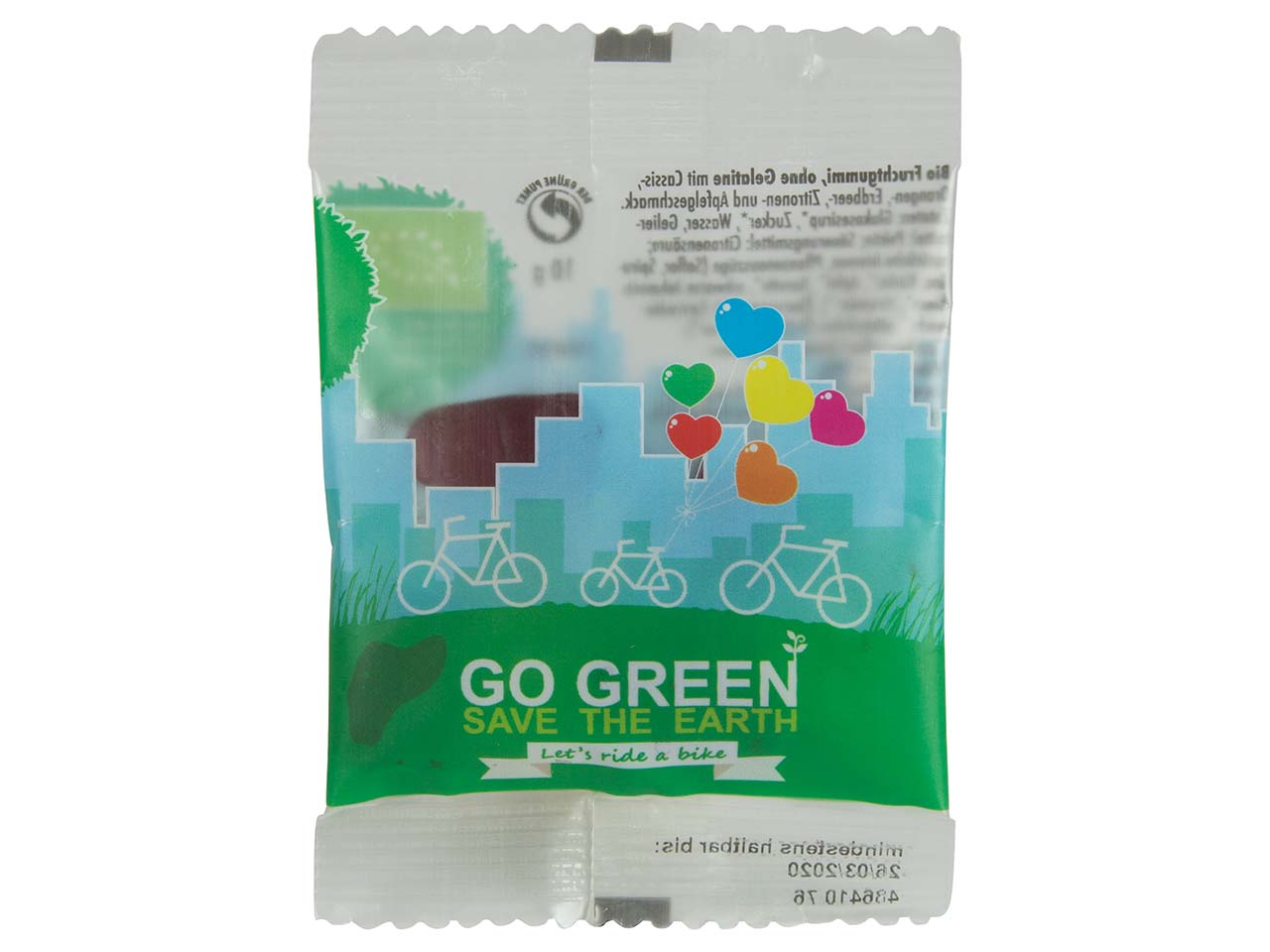Bio-Fruchtgummi-Bärchen im kompostierbaren Tütchen 10 g, transparent