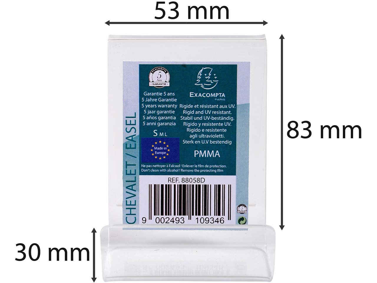 Exacompta Tischaufsteller "Exacryl" für Präsentationen, Außenmaß: 30 x 83 x 53 mm