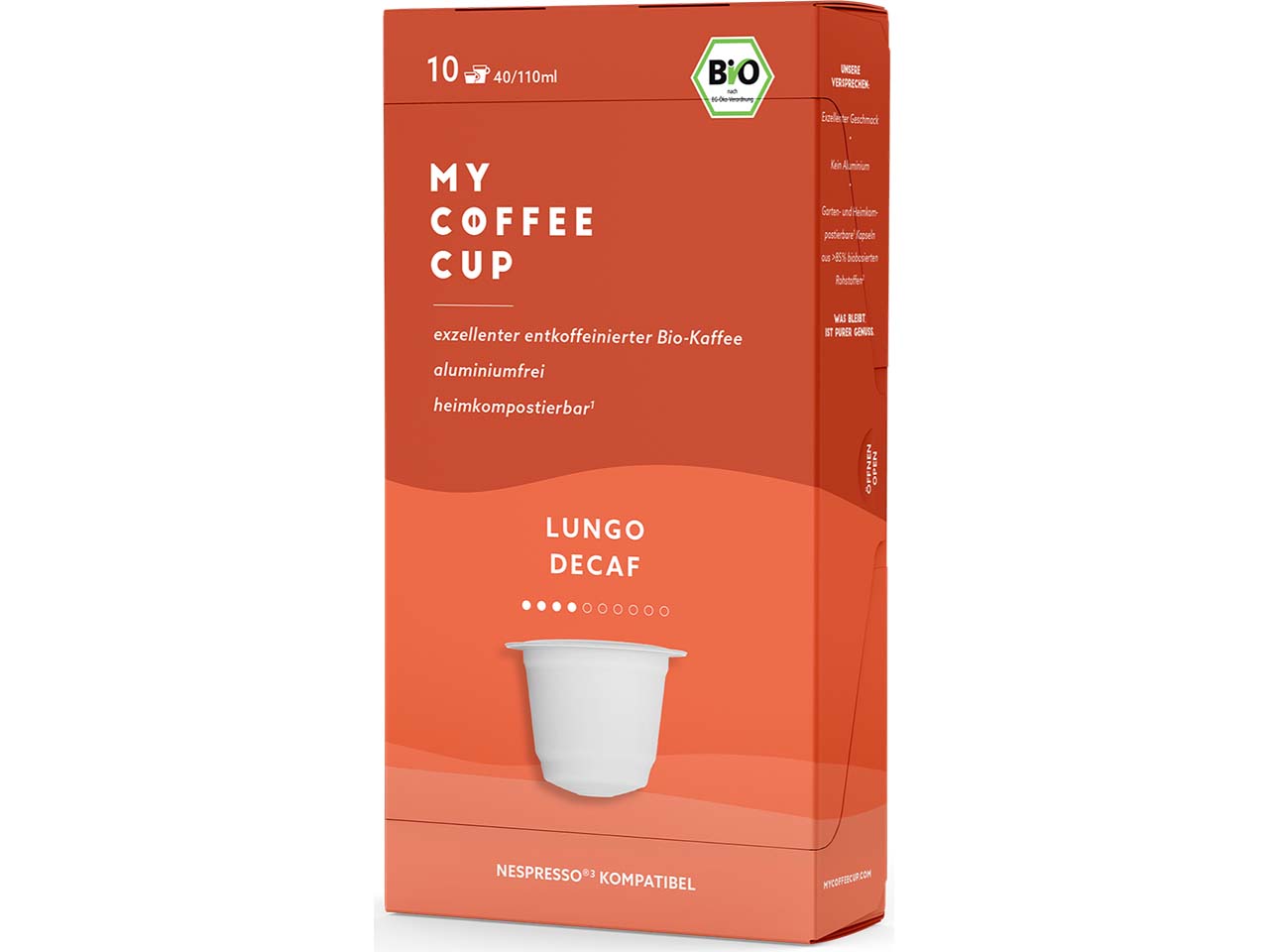 MY COFFEE CUP Bio-Kaffeekapseln "Lungo Decaf" 10 Stk.