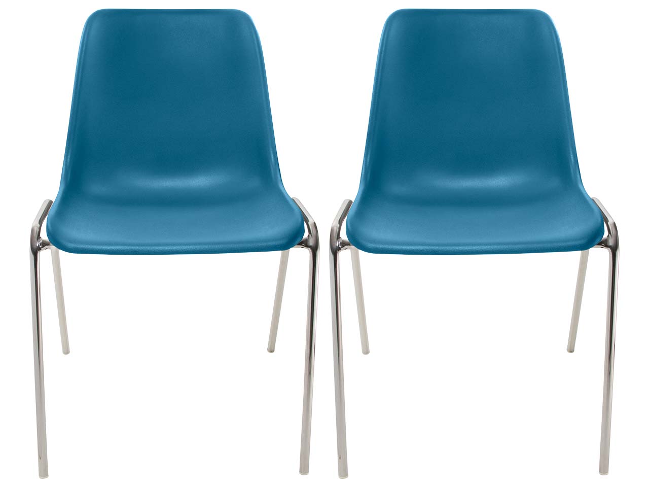 2x Besucherstuhl "ECO" Gestell verchromt, Kunststoffschale hellblau