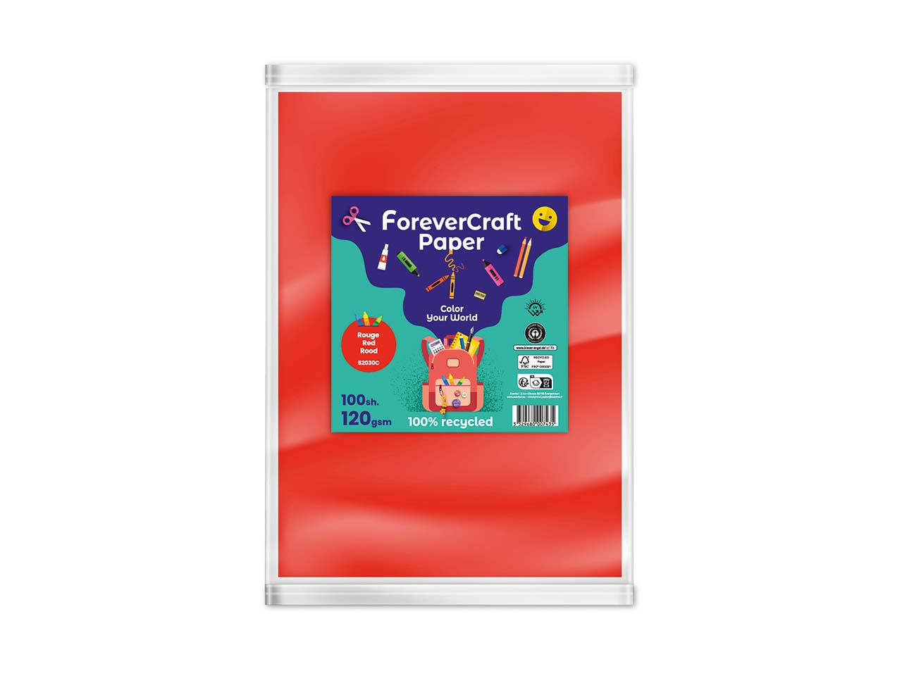 100 Blatt Tonpapier DIN A4 "forever craft paper" 120g/m² rot