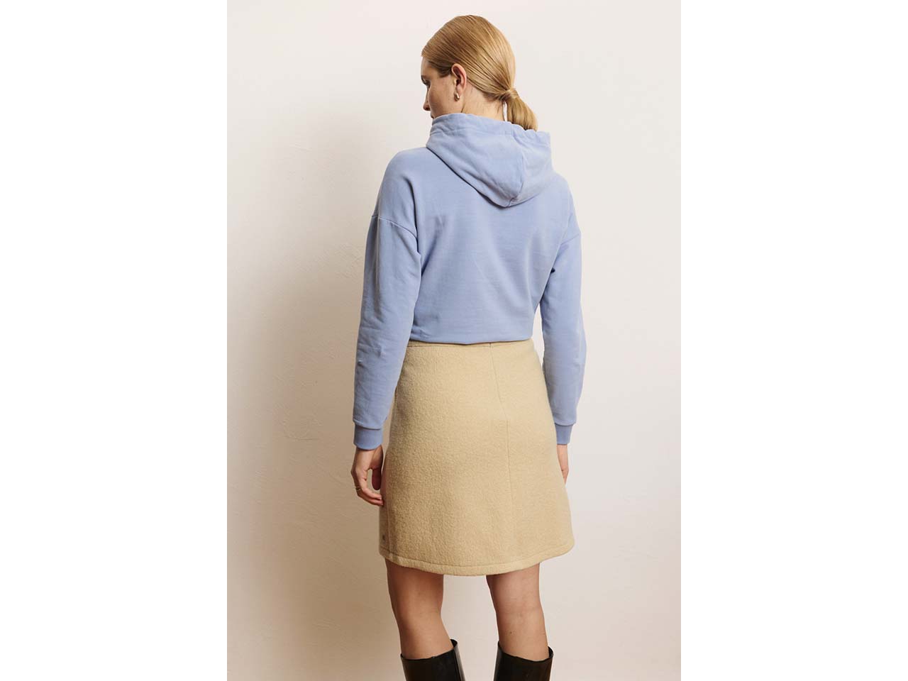 tranquillo Bio-Damen-Minirock "Yulaa" aus Wollwalk, mit Taschen, mojave sand, Gr. S