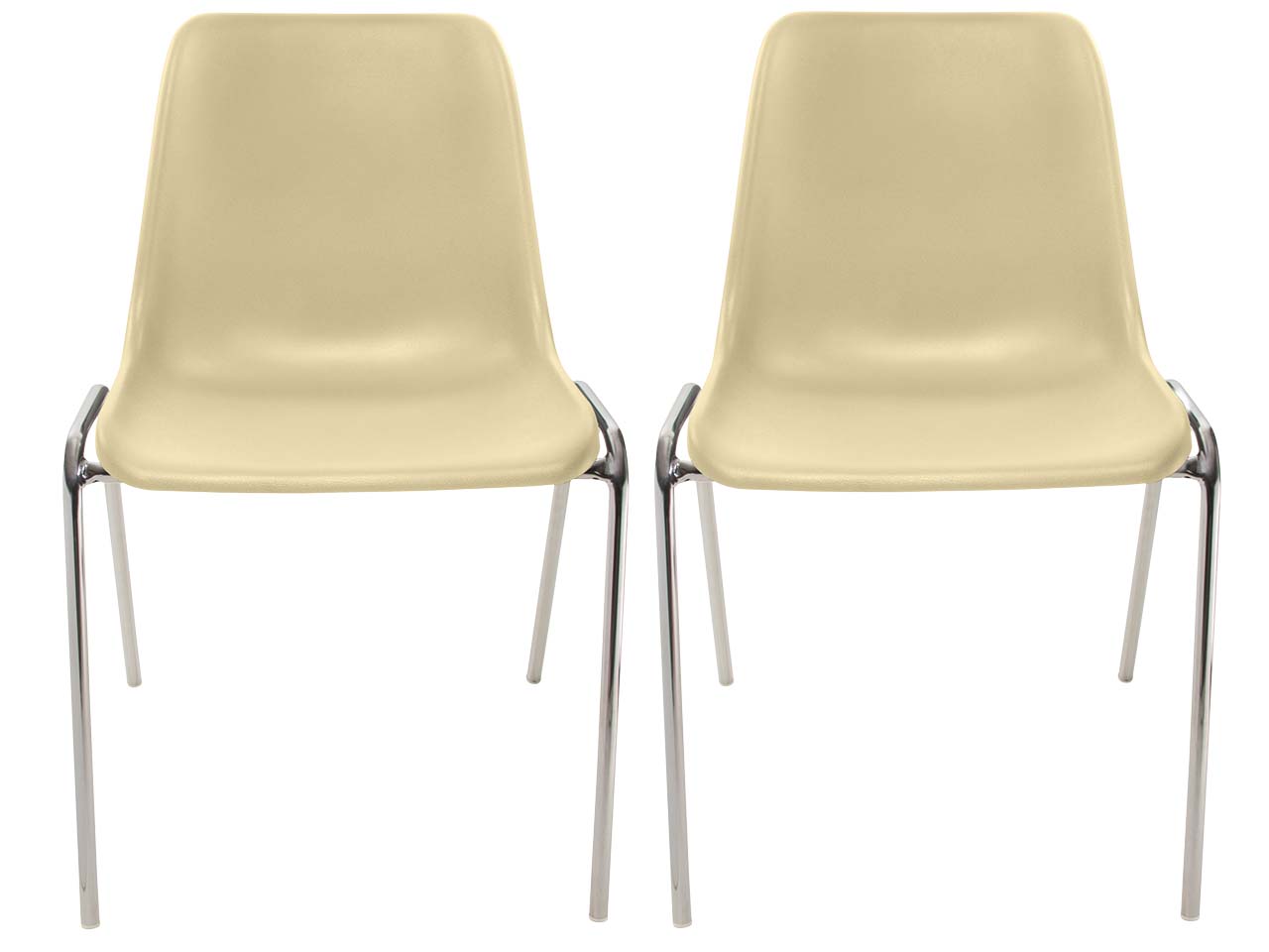 2x Besucherstuhl "ECO" Gestell verchromt, Kunststoffschale beige
