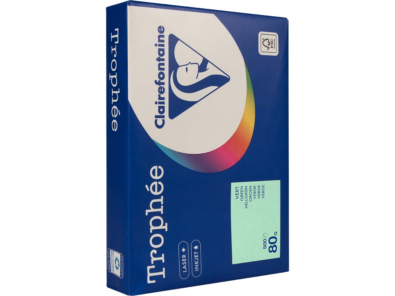 500 Blatt Clairfontaine Farbiges Kopierpapier "Trophee" 80 g/m², DIN A4, hellgrün
