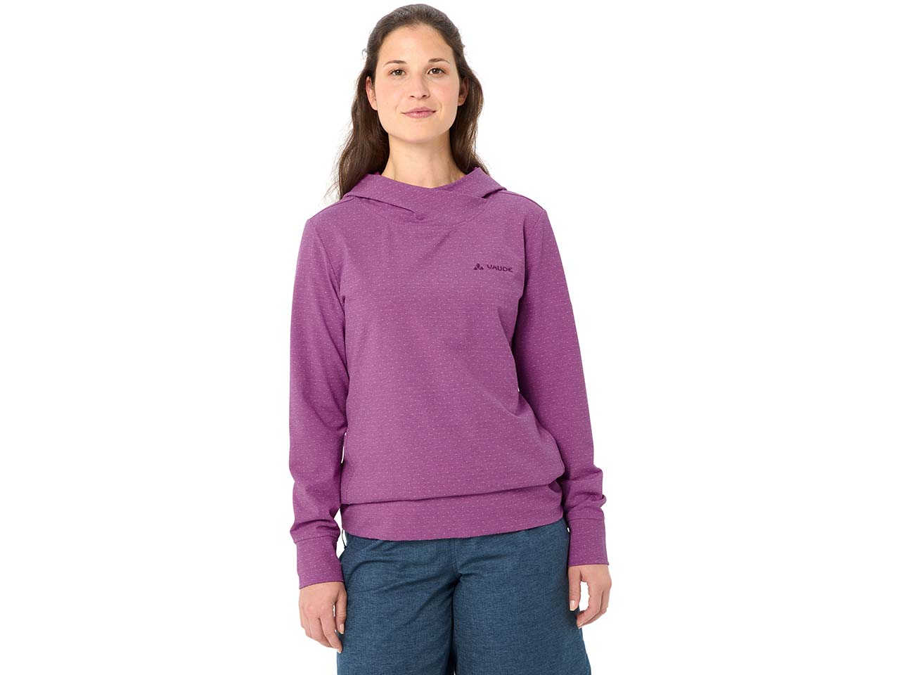 VAUDE Damen-Pullover "Tuenno" mit angeschnittener Kapuze, magenta, Gr. 38