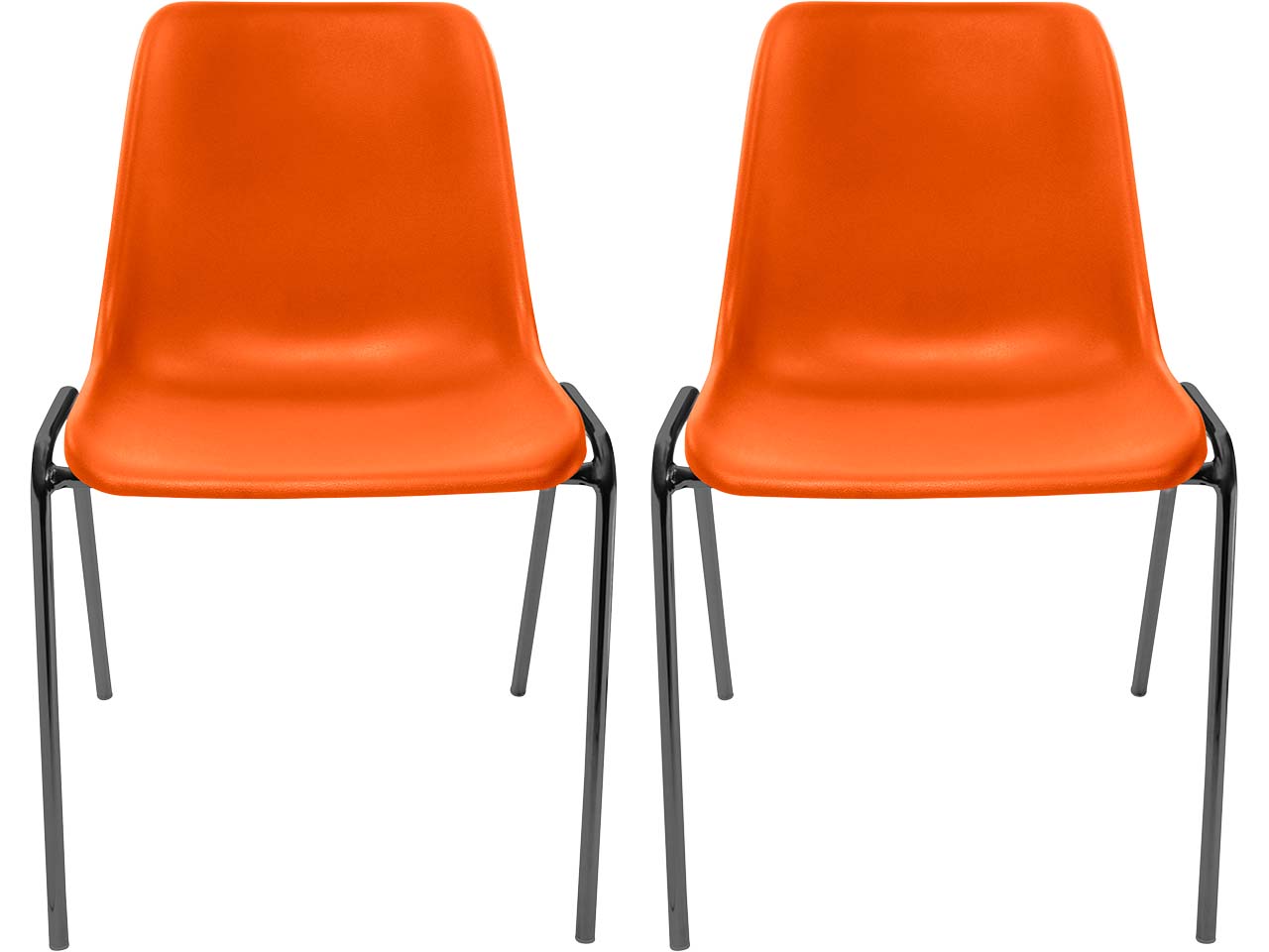 2x Besucherstuhl "ECO" Gestell anthrazit, Kunststoffschale orange
