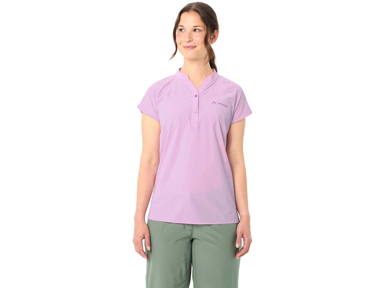 VAUDE Damen-T-Shirt "Yaras SL II" mit halber Knopfleiste, raspberry, Gr. 40