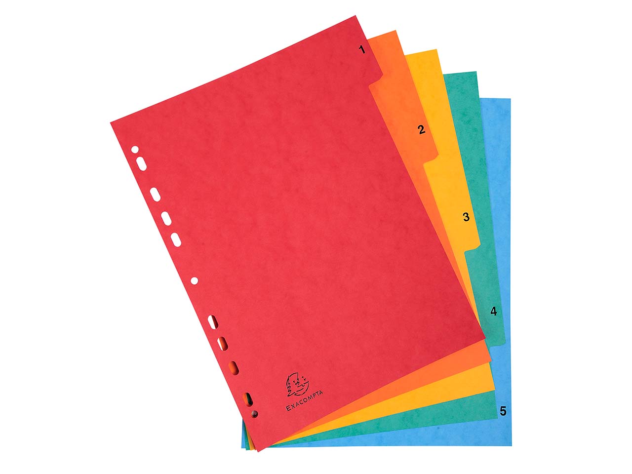 20 Exacompta Register, Colorspan-Karton, 5 Taben 1-5, 225 g/m², DIN A4, sortiert