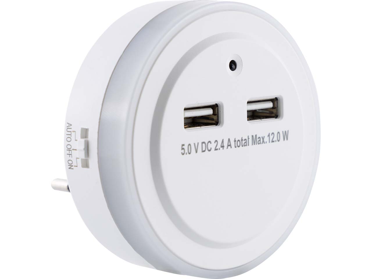 REV Nachtlicht LED mit 2 USB-Steckdosen und Dämmerungsautomatik, 0,3 W, weiß