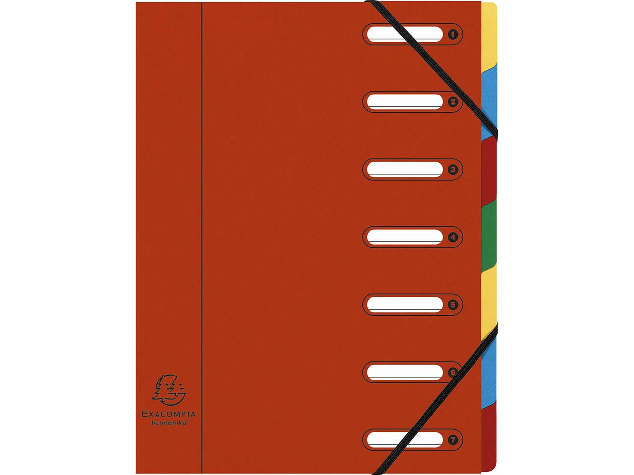 8 Exacompta Ordnungsmappen aus Colorspan, 425 g/m², DIN A4, Gummizug, 7 Fächer, rot