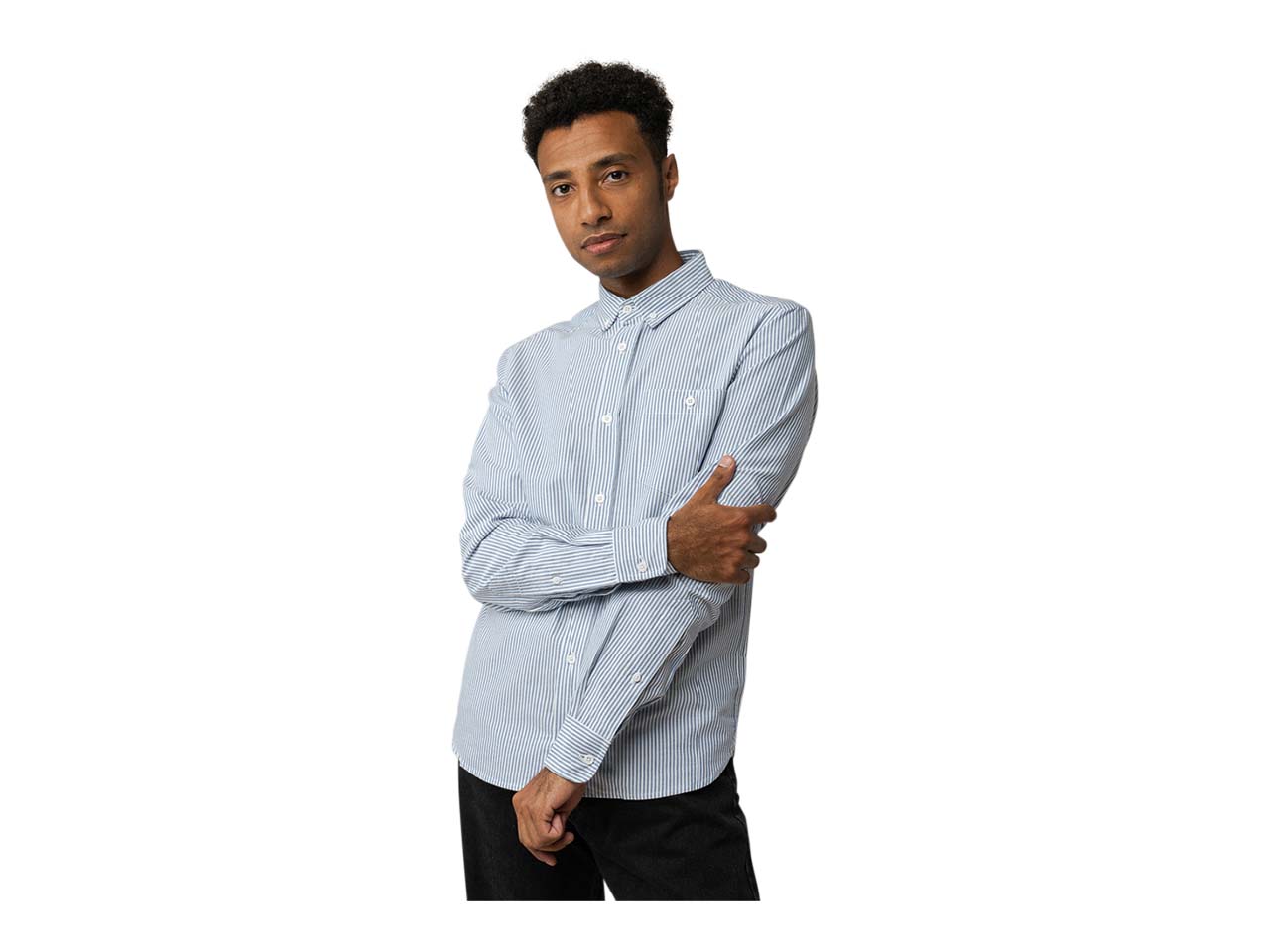 MELA Bio-Herren-Hemd "AJAY" blue stripes, Gr. S