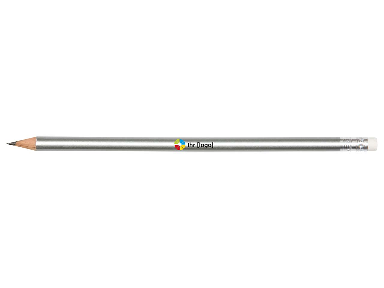 FSC-zertifizierter Bleistift rund 18,5cm mit Radiertip, lackiert nach Farbtabelle