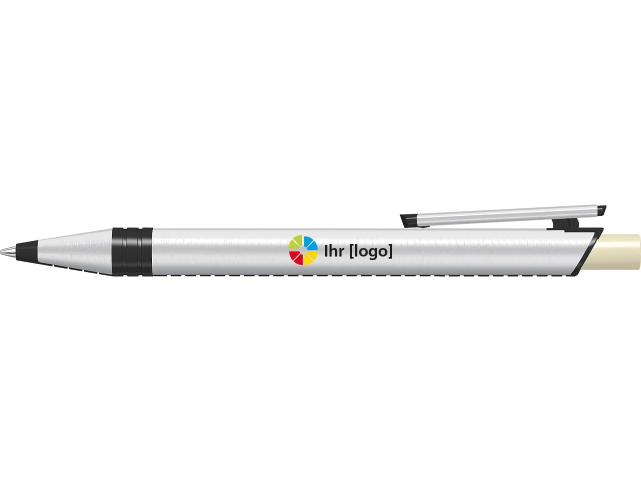 uma Kugelschreiber "recycelt PET PEN ALUMA" mit farbigem Drücker, beige