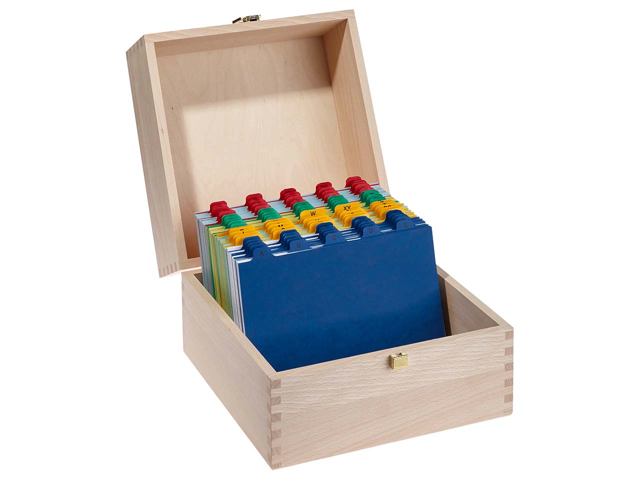 Karteikartenbox aus Holz mit Deckel, DIN A6