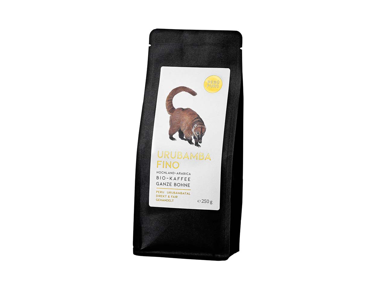 PERÚ PURO Bio-Kaffee "Urubamba Fino" ganze Bohne, Hochlandkaffee, 250 g