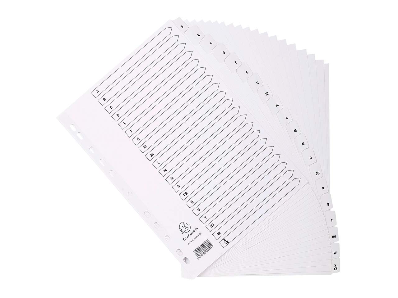10 Exacompta Register, 20 bedruckte Taben A-Z, 160 g/m², DIN A4, weiß
