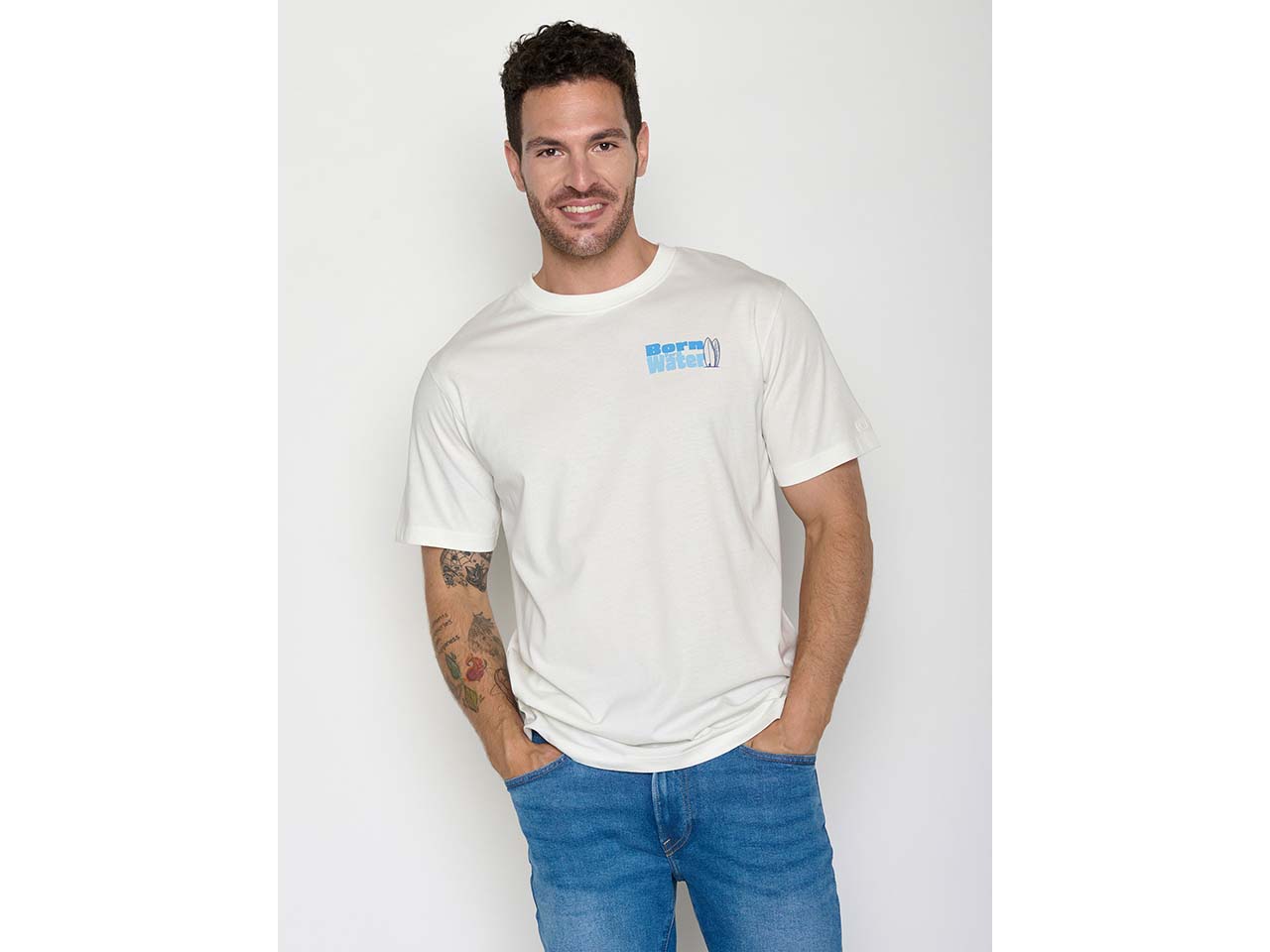 GREENBOMB Bio-Herren-T-Shirt "Dog Surf" locker geschnitten, moonstone, Gr. XL