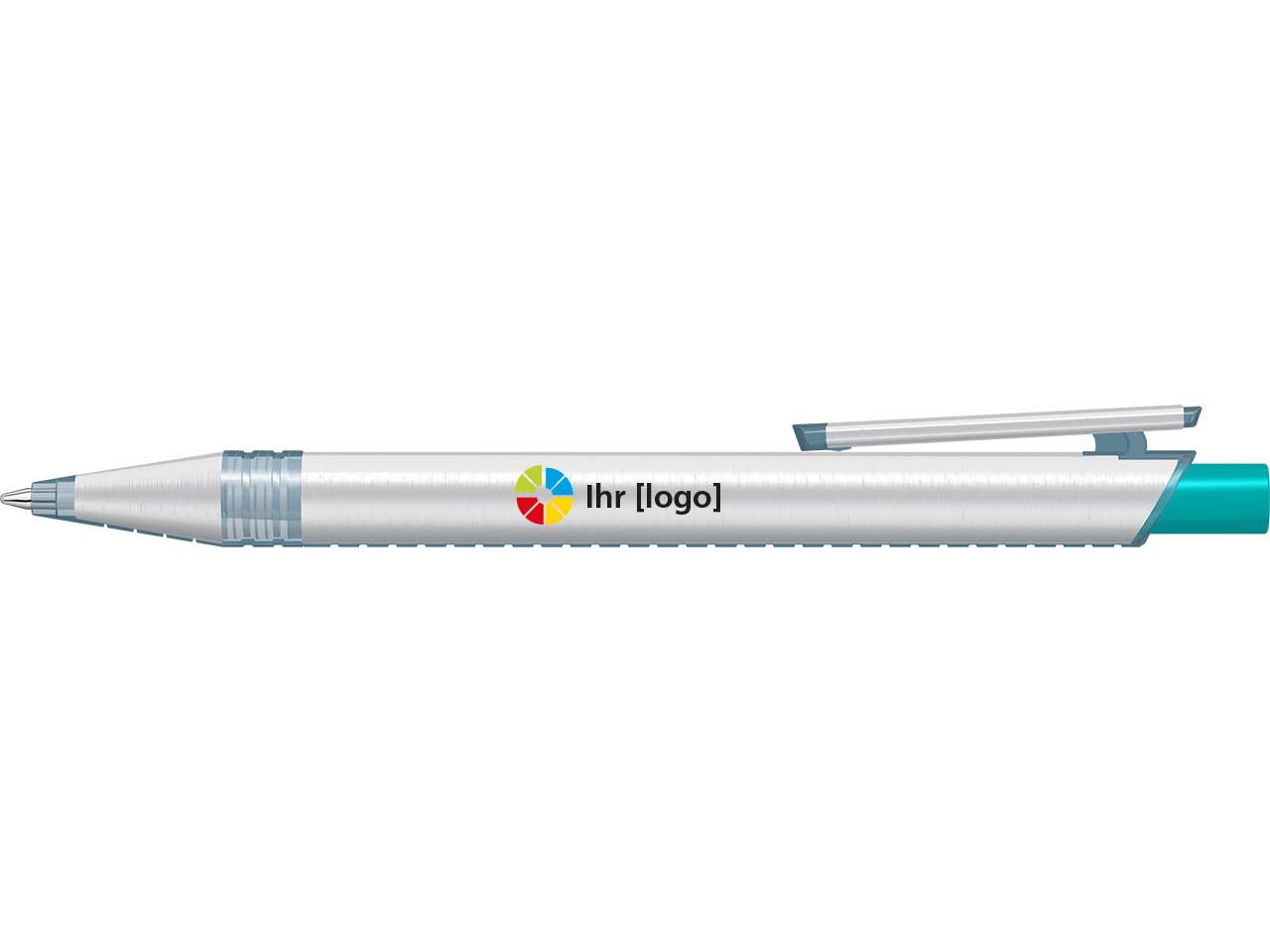 uma Kugelschreiber "recycelt PET PEN ALUMA" mit transparent farbigem Drücker, petrol