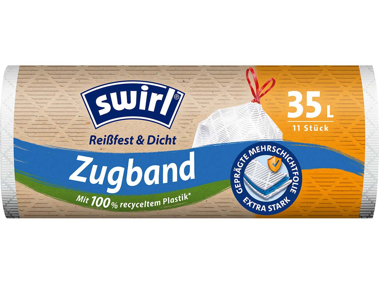 swirl Müllbeutel mit Zugband, reißfest & dicht, 35 l, 11 Stk.