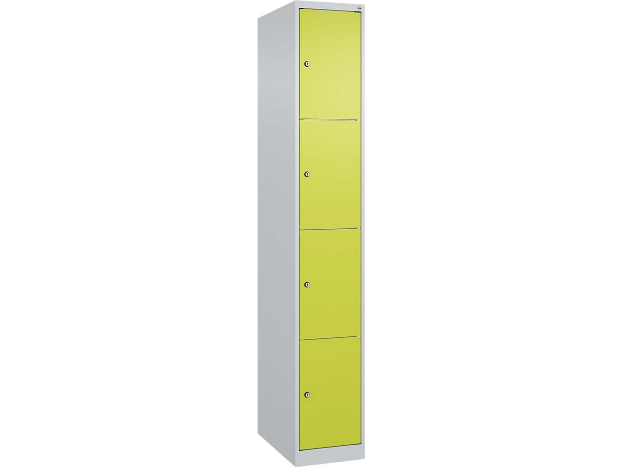 C+P Schließfachschrank Classic PLUS, 4 Fächer, 1850x300x500mm, Lichtgrau/Clowngrün