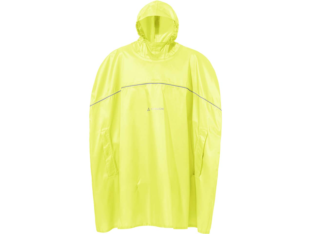 VAUDE Kinder-Regenponcho 'Grody II' mit Gummiband eingefasster Kapuze, neon yellow, Gr. L