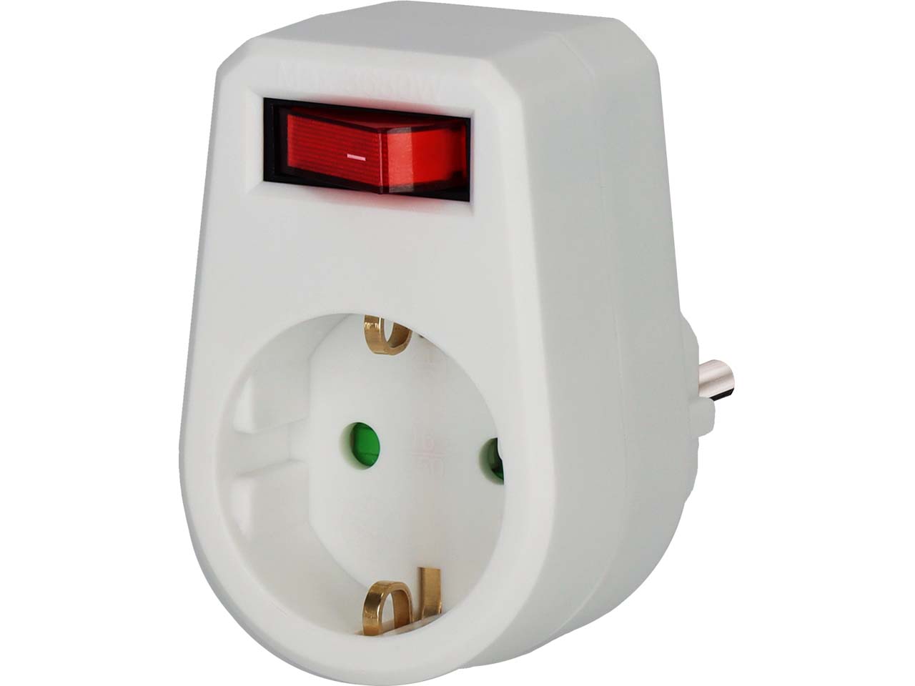 brennenstuhl Schutzkontakt-Adapterstecker mit Schalter, weiß