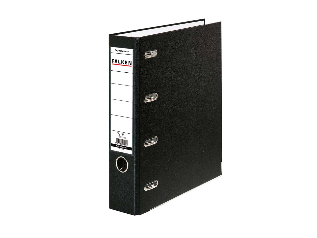 10 Falken Doppel-Ordner, kaschierter Karton PP, 320 g/m², 2 x DIN A5 quer,RB 70 mm,schwarz