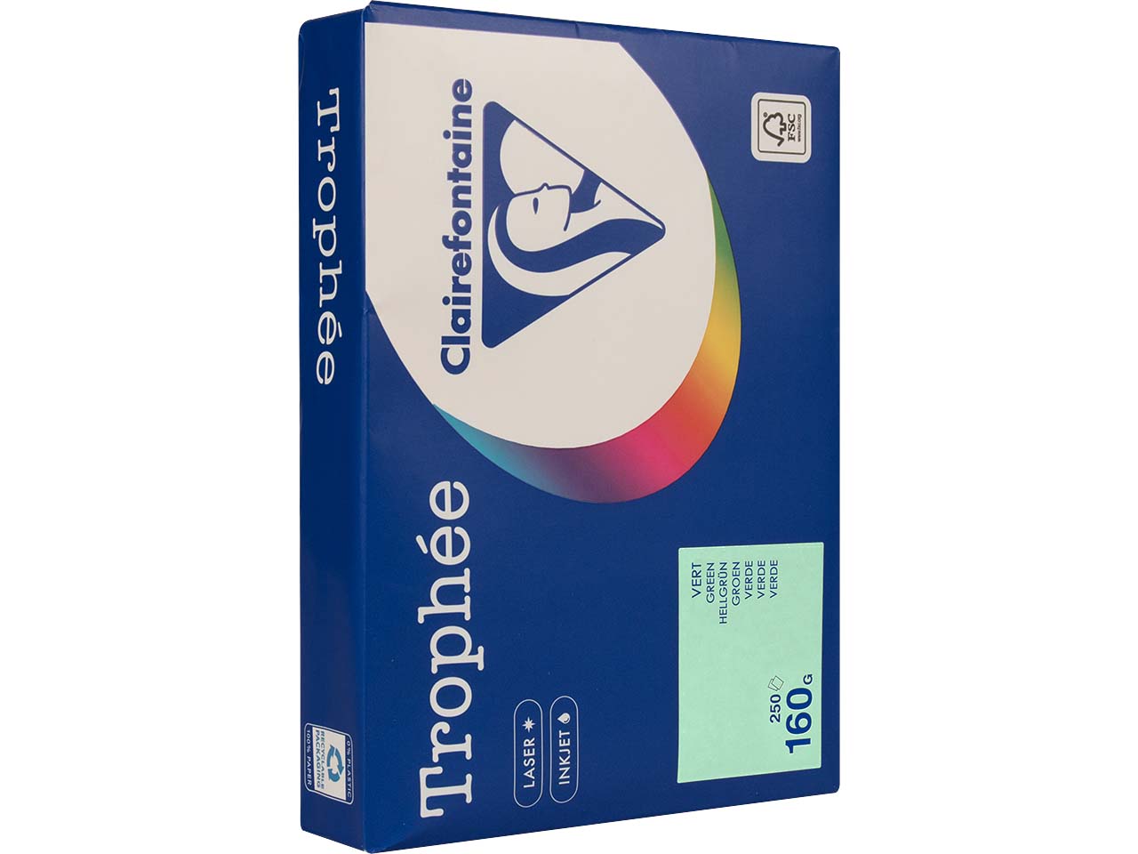 250 Blatt Clairfontaine Farbiges Kopierpapier "Trophee" 160 g/m², DIN A4, hellgrün