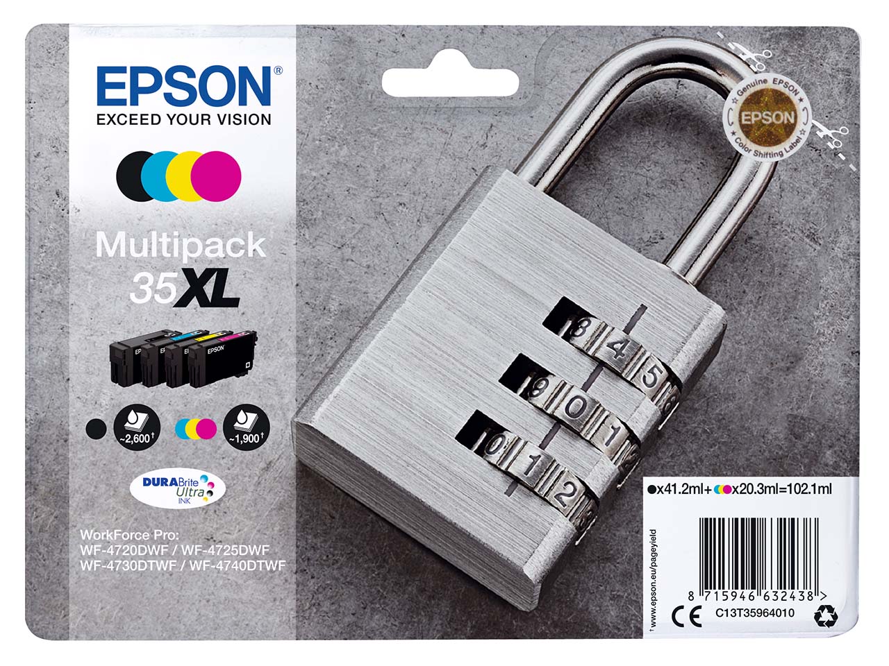 Epson 4er Set Tintenpatronen T3596/ 35XL schwarz, cyan, magenta, gelb