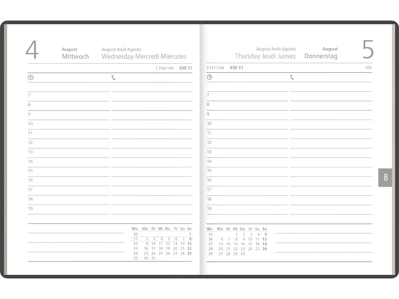 Zettler Taschenkalender aus Recyclingpapier, 2027 anthrazit