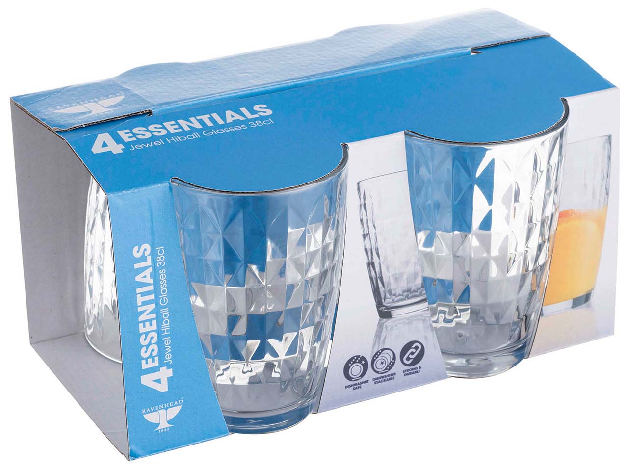 RAVENHEAD 4 Trinkgläser "Jewels", 310 ml