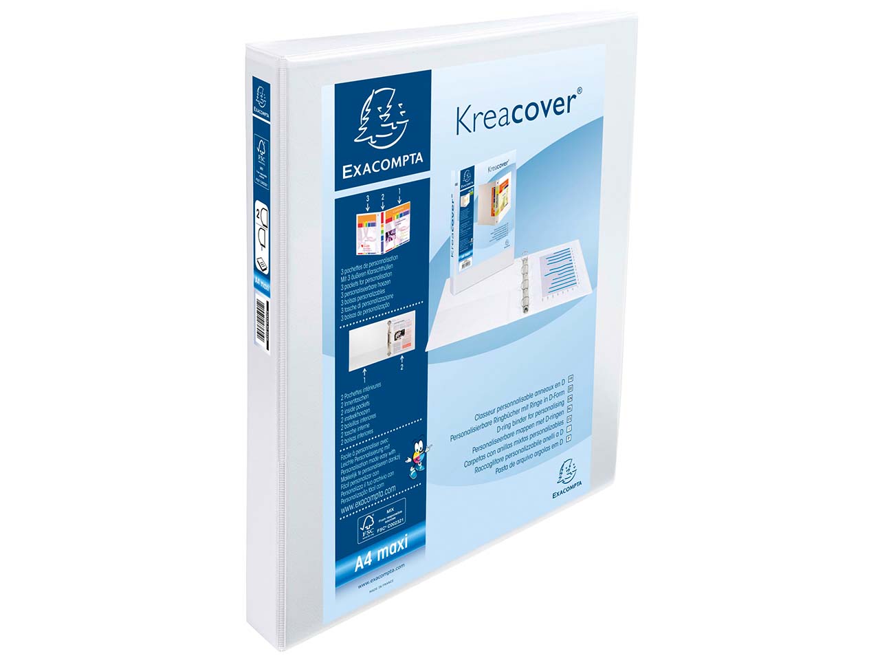 Exacompta Präsentationsringbuch mit 2 Ringen, Ring-Ø 25 mm, weiß