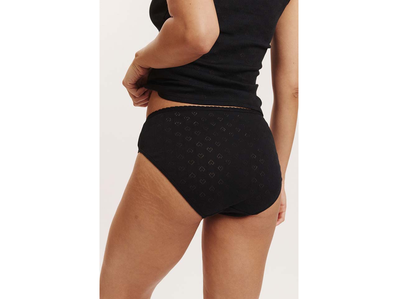 tranquillo 2er-Pack Bio-Damen-Slip 'Puaa' mit Ajour-Spitze, black, Gr. S