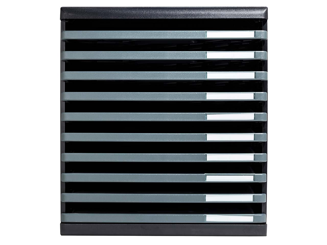 Exacompta Schubladenbox Modulo "ECOBlack", DIN A4+, 10 Schubladen offen, dunkelgrau