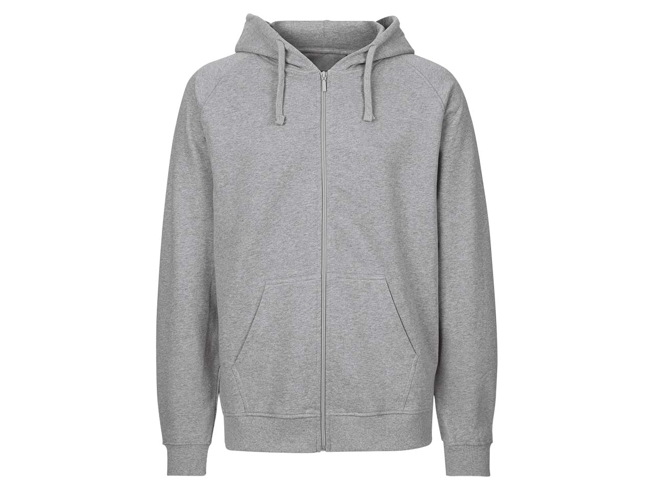 Neutral Bio-Herren-Sweatjacke mit Kapuze grau, Gr. M