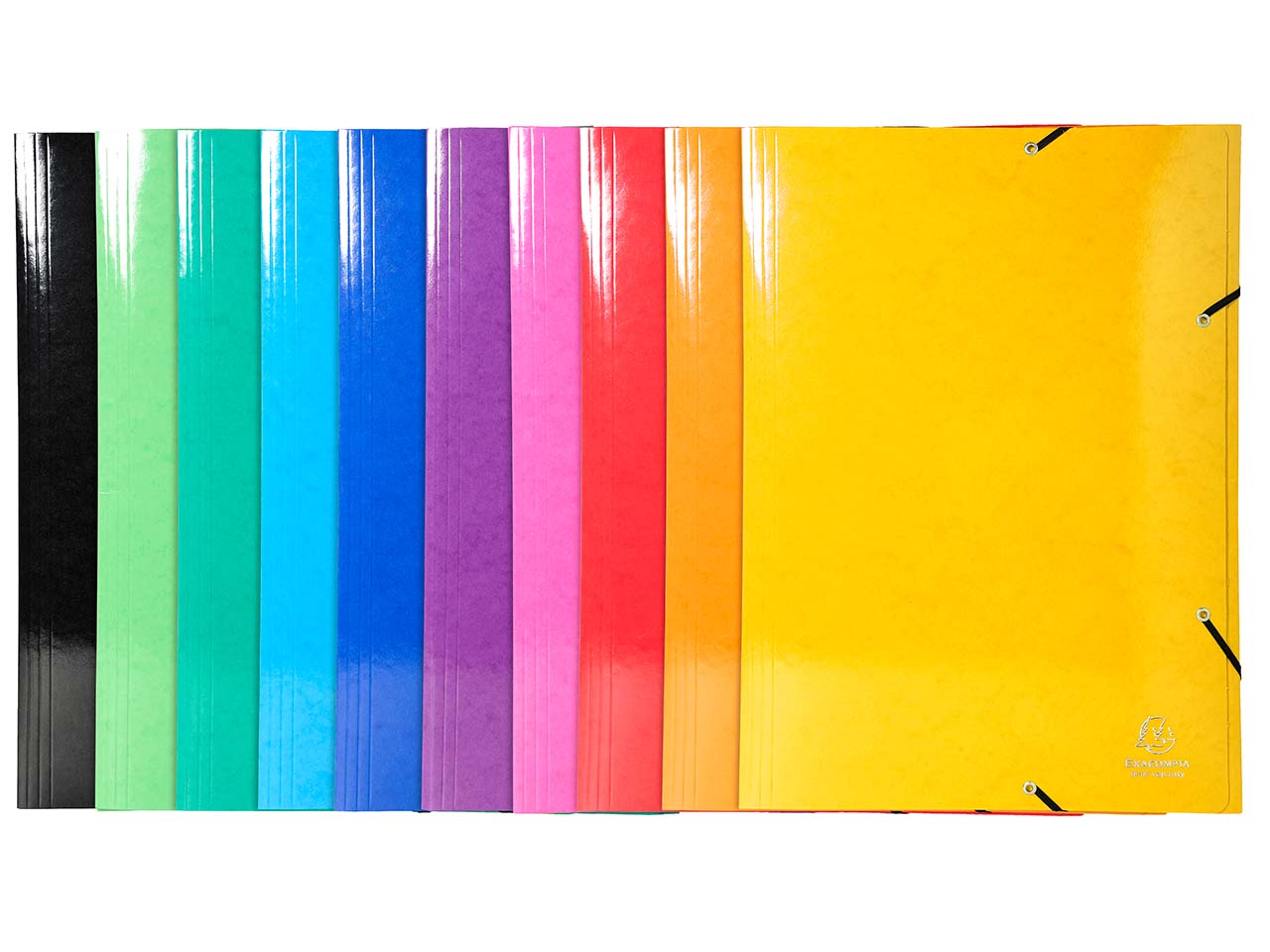 10 Exacompta Sammelmappen "Iderama", 600 g/m², DIN A3, Gummizug, 3 Klappen, sortiert