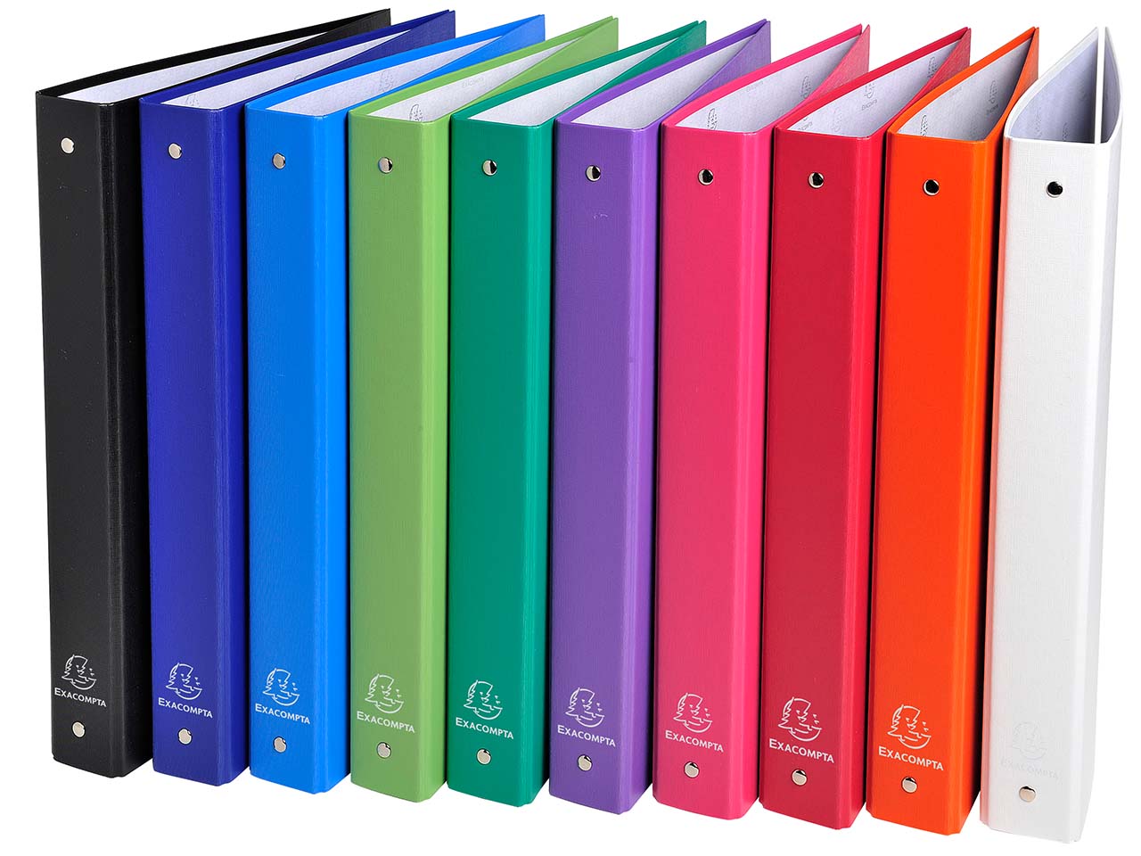 20 Exacompta Ringbücher, DIN A4, 4 Ringe, RB 40 mm, 10-farbig sortiert